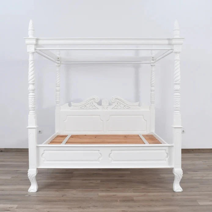 Majestic Queen Anne Four Poster Queen Size Bed - White