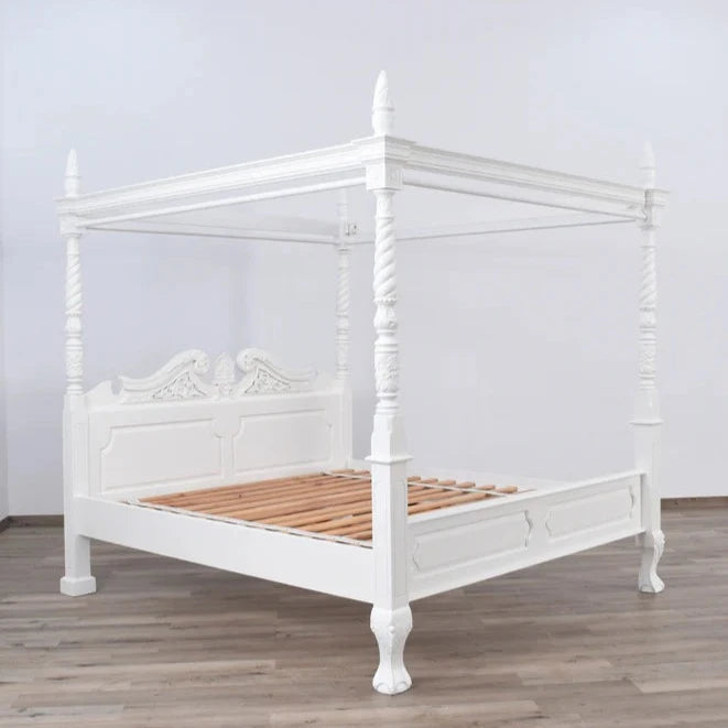 Majestic Queen Anne Four Poster Queen Size Bed - White