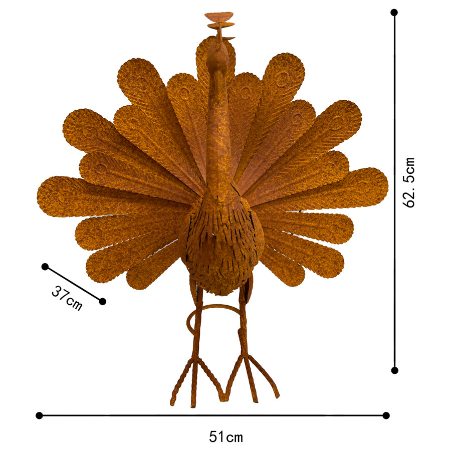 Majestic Rustic Peacock Sculpture 62.5cms