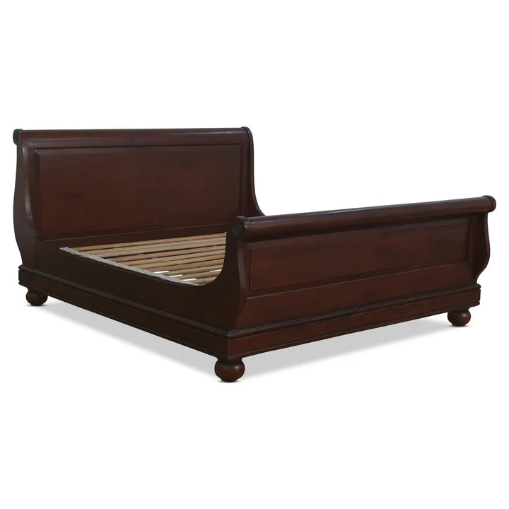 Majestic Sleigh Bed King Size - Dark Mahogany