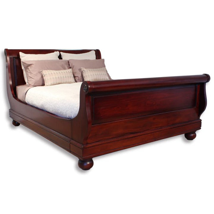 Majestic Sleigh Bed King Size - Rose Mahogany