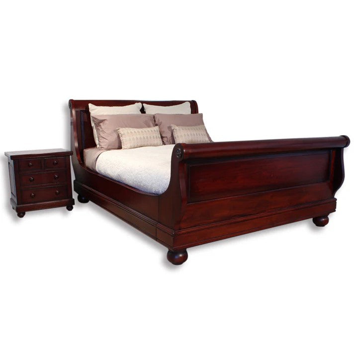 Majestic Sleigh Bed King Size - Rose Mahogany