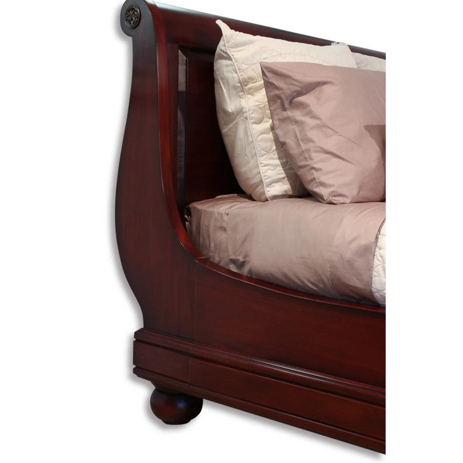 Majestic Sleigh Bed King Size - Rose Mahogany