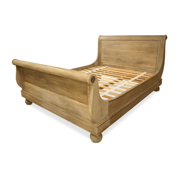 Majestic Sleigh Bed King Size - Weathered Oak