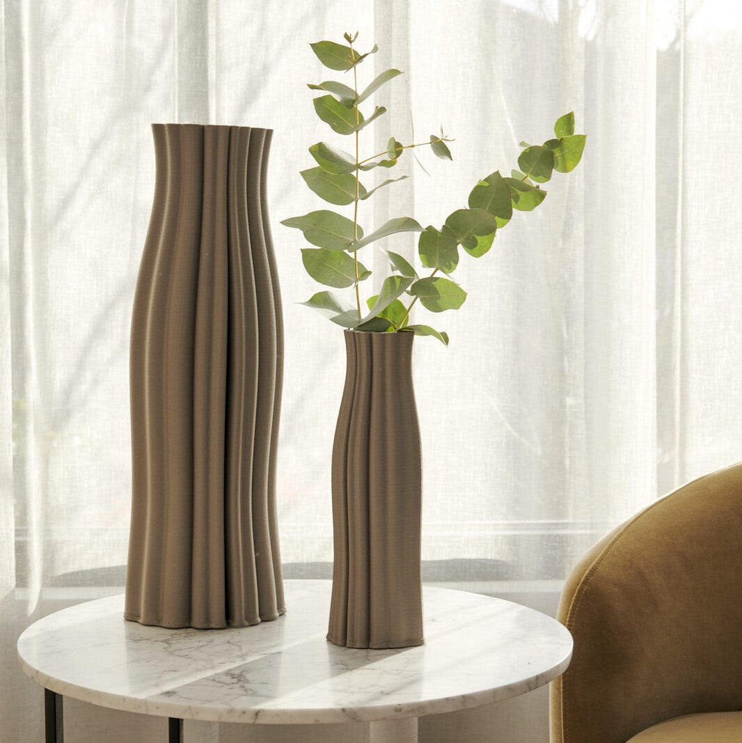 Majestic Snowfall Ceramic Vase - Tan (Available in 2 sizes)