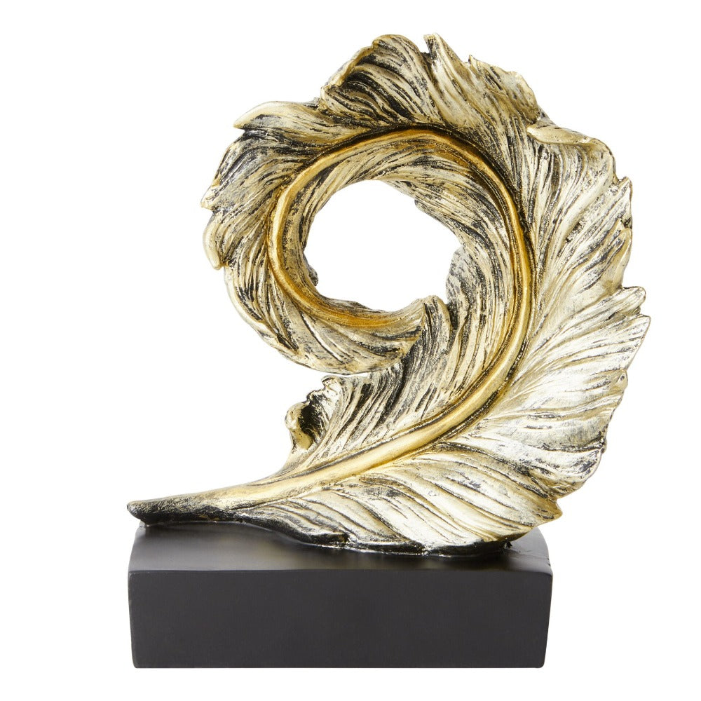 Majestic Spiraled Feather Home Decor Accent - Gold