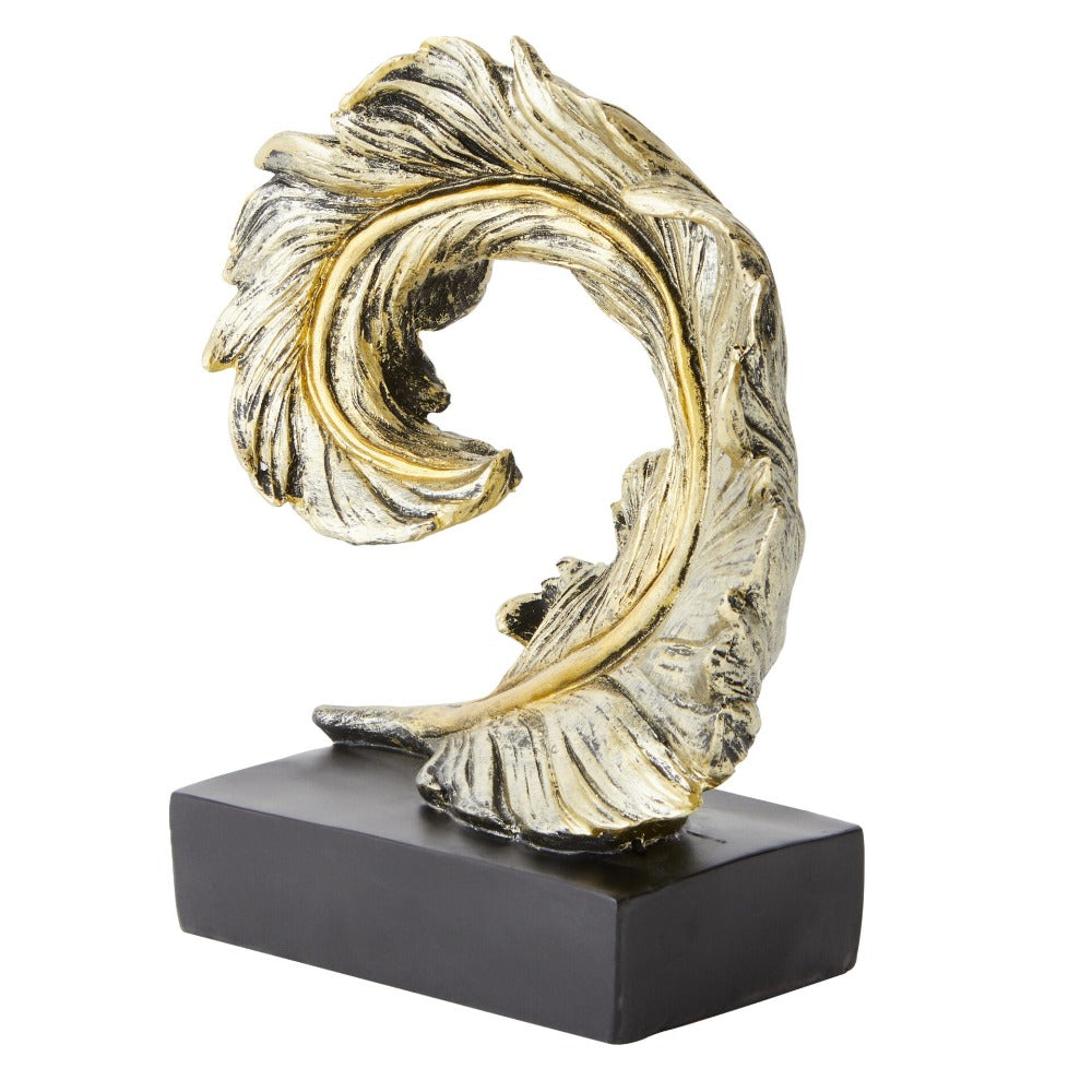 Majestic Spiraled Feather Home Decor Accent - Gold