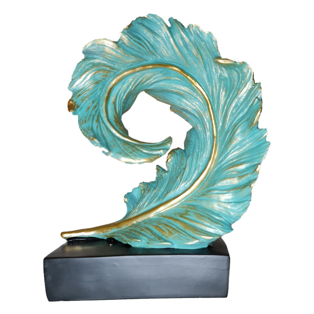 Majestic Spiraled Feather Home Decor Accent - Blue