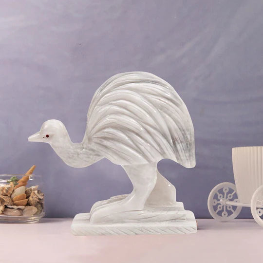 Majestic White Marble Emu - 20cm