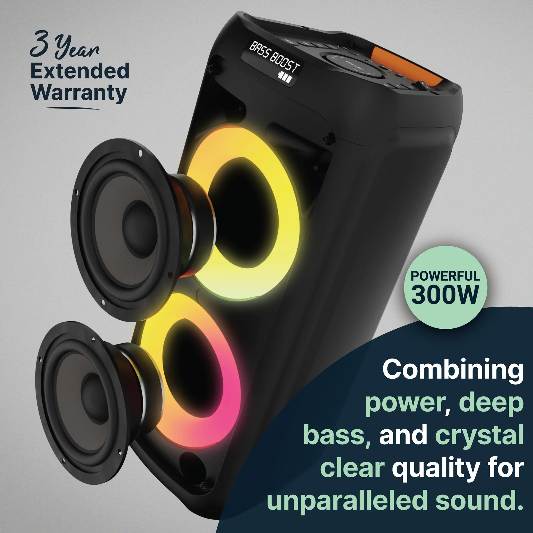 Majority P300 Party Speaker 300W Karaoke & PA System - Black