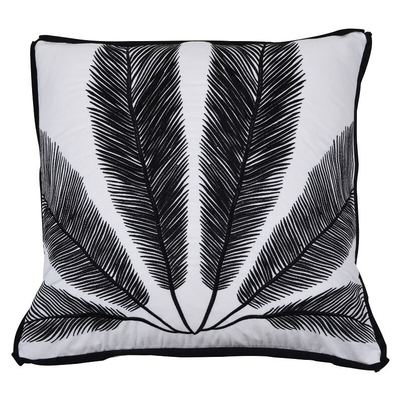 Mallorca Velvet 50x50cm Cushion Cover - Black Leaf