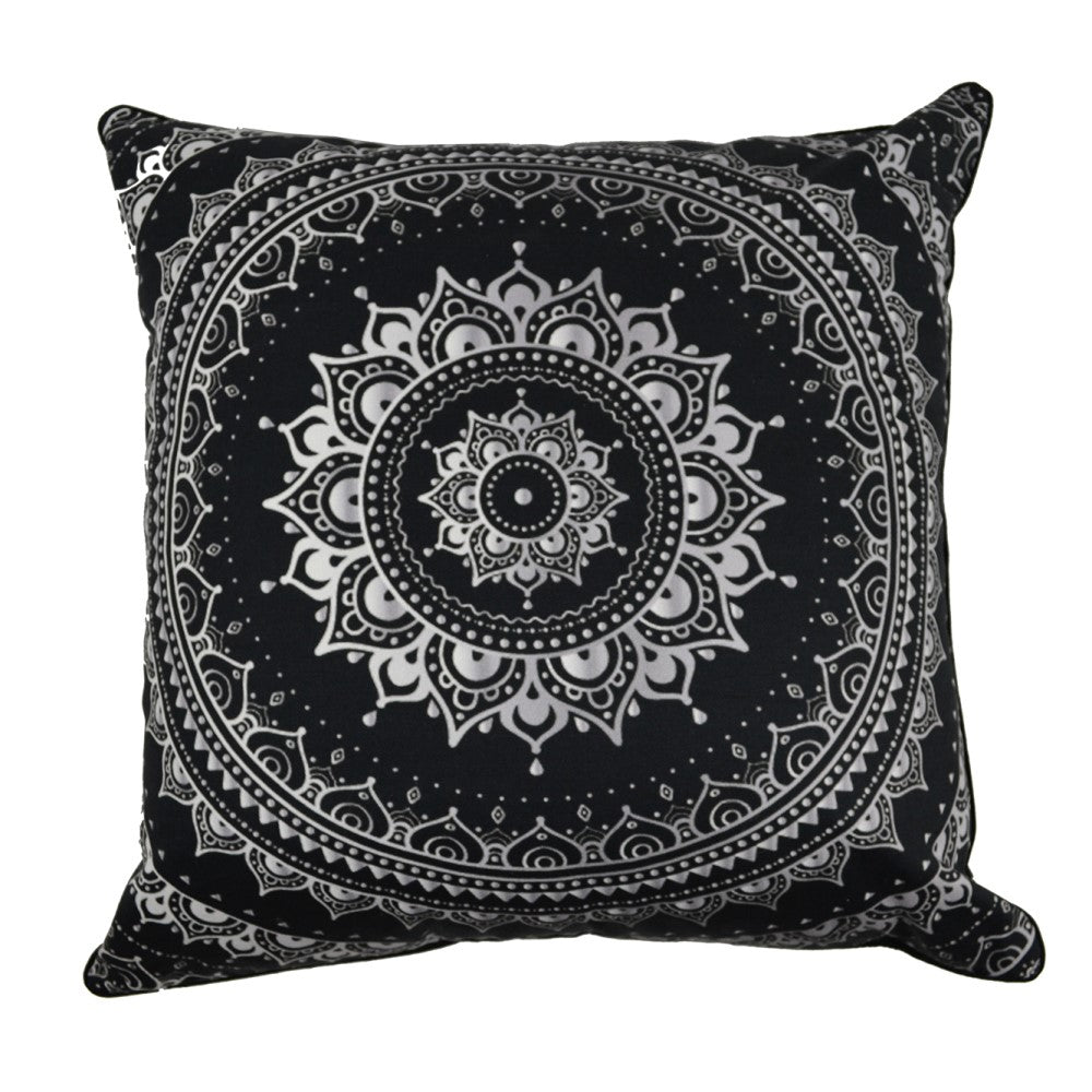 Mandala Black Cushion With Recycled Fill 45 X 45cms