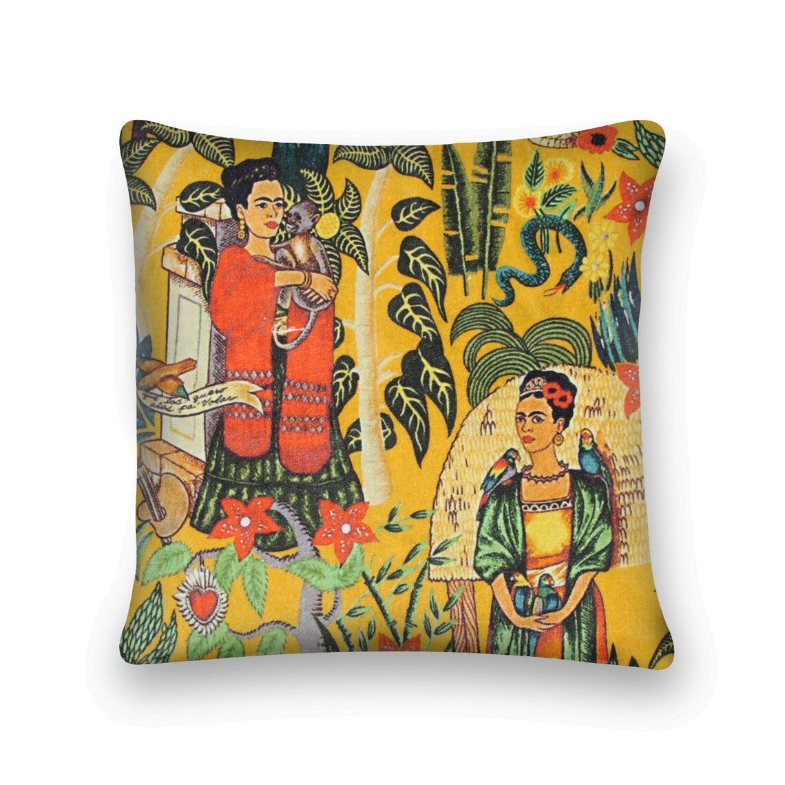 Mandarin Lady Inspired Cotton Cushion Cover 50 x 50cms - Yellow