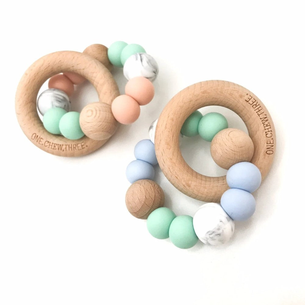 Personalised Marble Accent Duo Rattle (Available in 7 Colors)