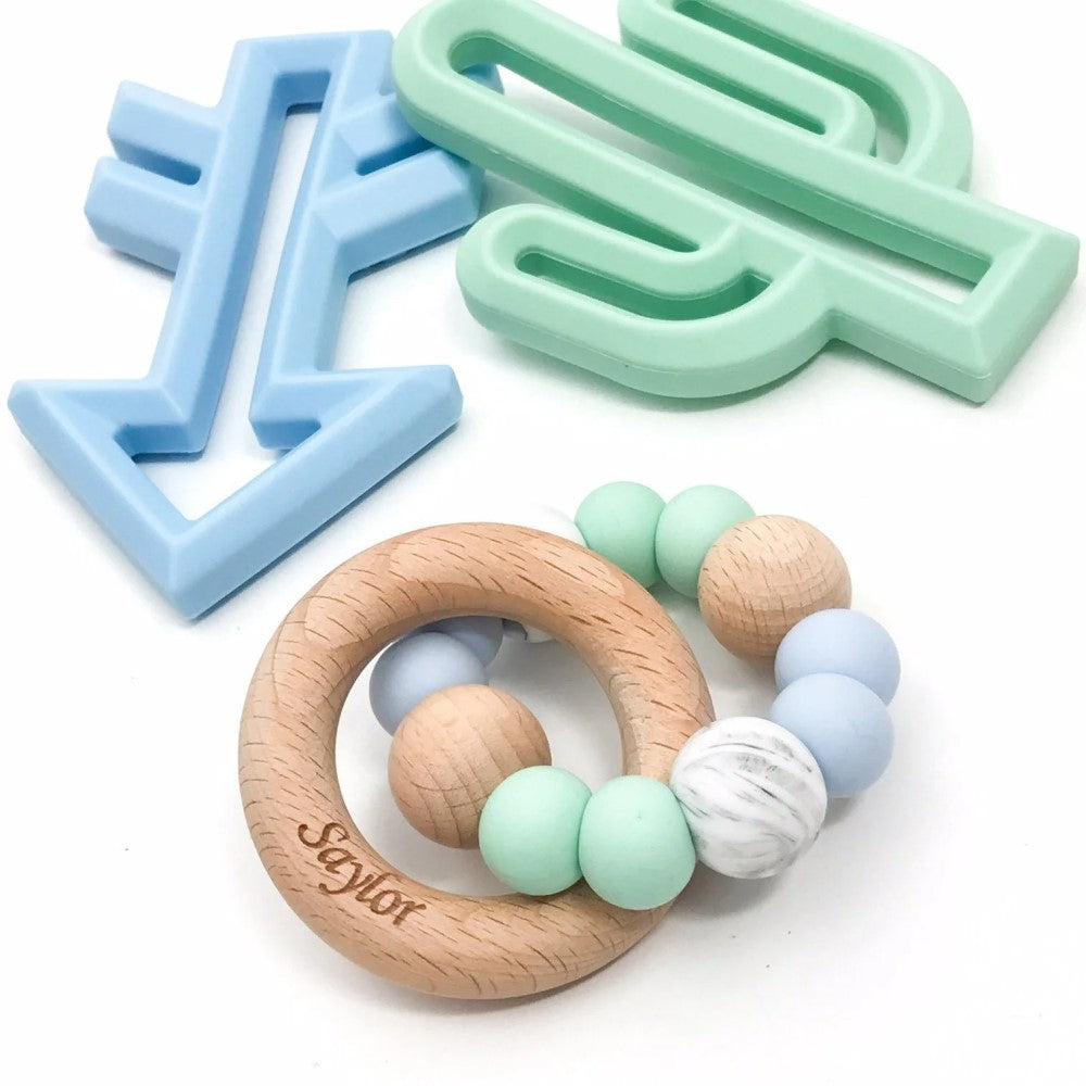 Personalised Marble Accent Duo Rattle (Available in 7 Colors)