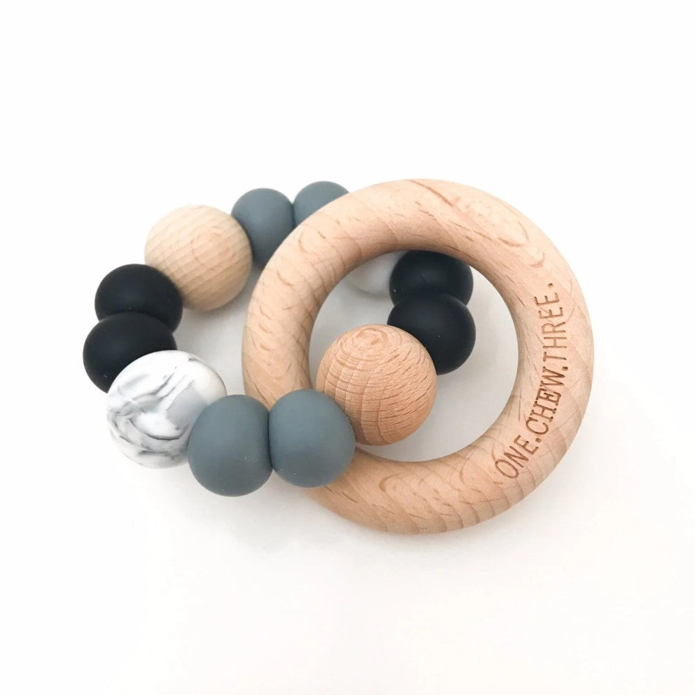 Personalised Marble Accent Duo Rattle (Available in 7 Colors)