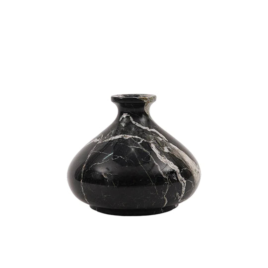 Marble Black Earthen Vase - 13cm