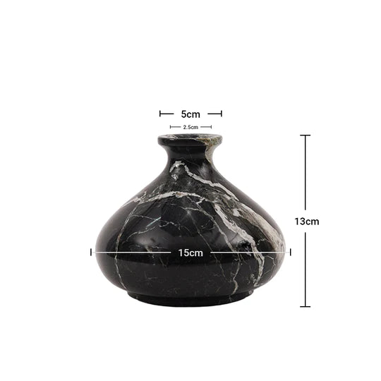 Marble Black Earthen Vase - 13cm