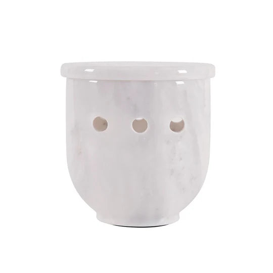 Marble Garlic Storage Jar - White