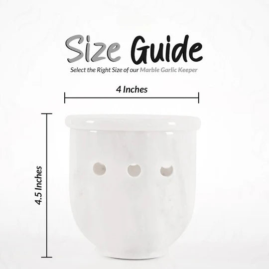 Marble Garlic Storage Jar - White