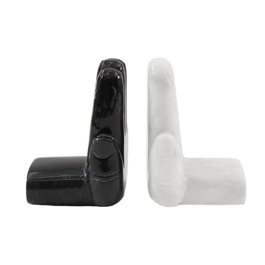 Marble Hand Bookends Set of 2 - Black & White