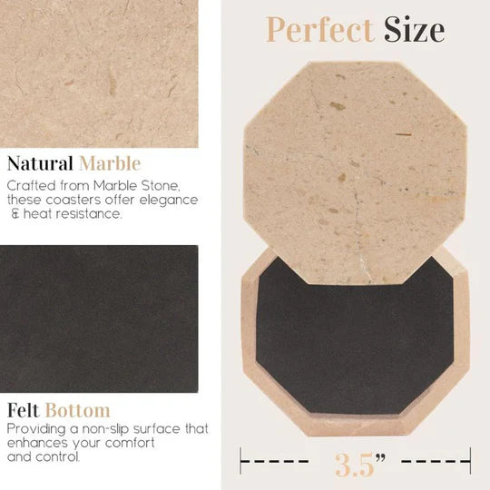 Marble Hexagon Shaped Coaster Plates - Beige