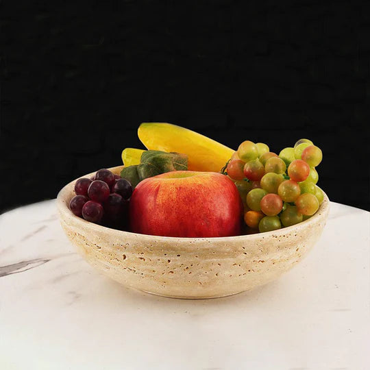 Marble High-Quality Round Fruit Bowl - 20cms