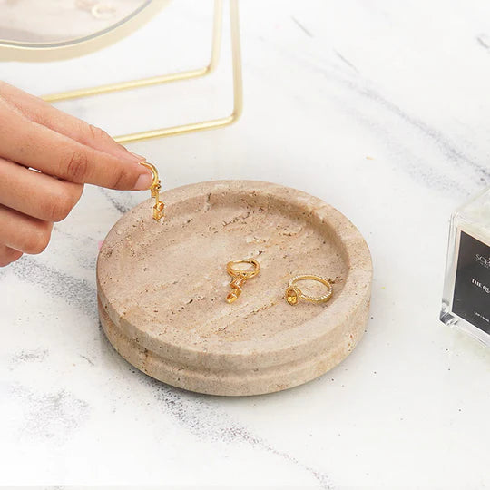 Marble Round Jewelry Tray - Beige