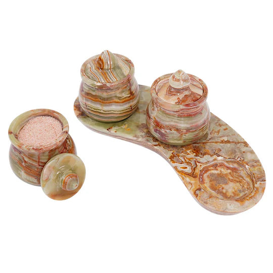 Marble Salt & Spice Container - Set of 3 - Green