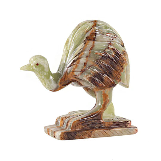 Marble Sculpture Emu Figurine 20cm - Green