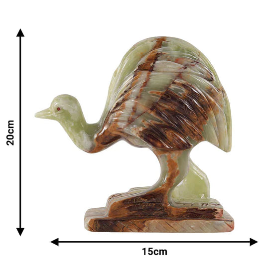 Marble Sculpture Emu Figurine 20cm - Green