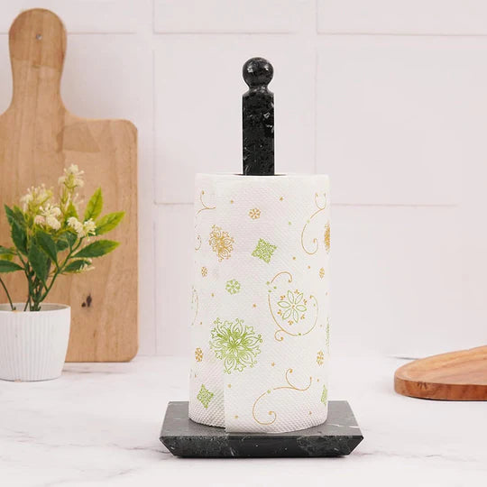 Marble Square Paper Towel Holder - Black