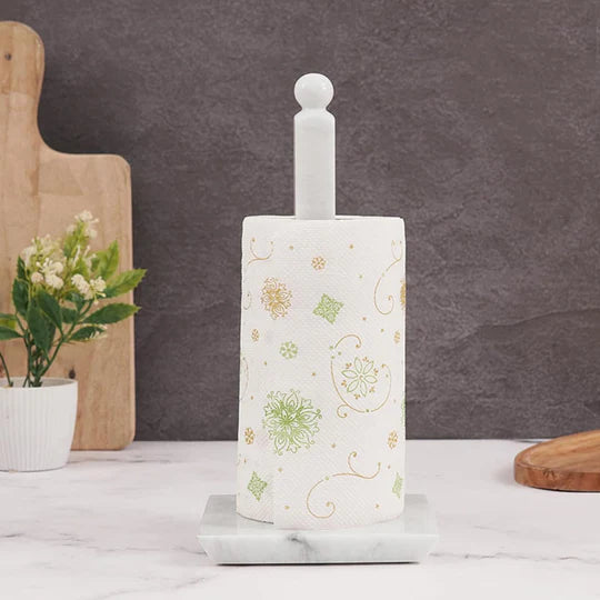 Marble Square Paper Towel Holder - White