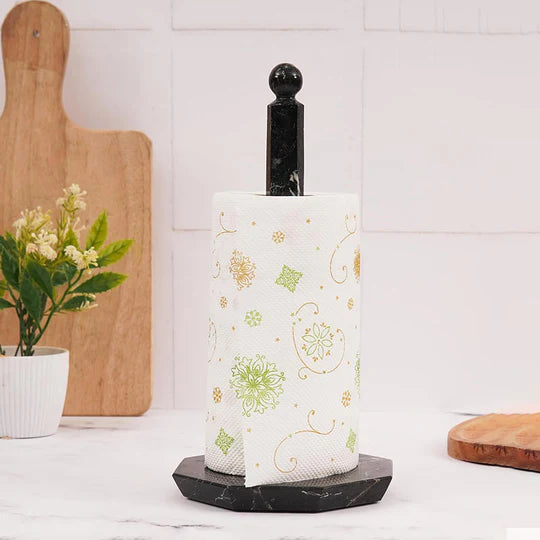 Marble Star Paper Towel Holder - Black