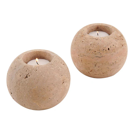 Marble Tealight Candle Holder - Set Of 2 - Large