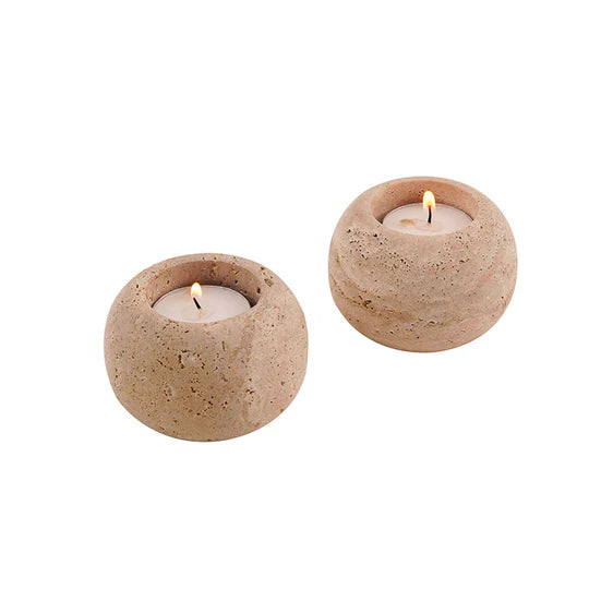 Marble Tealight Candle Holder - Set Of 2 - Small