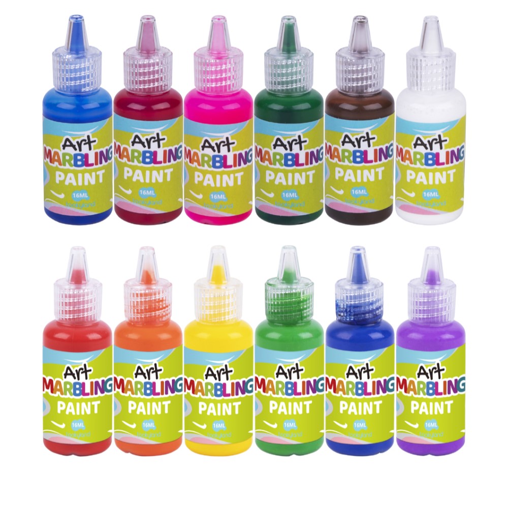 12 Colours Marbling Paint 71 Pcs Craft Set