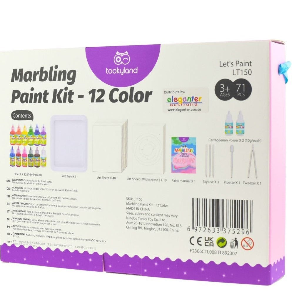 12 Colours Marbling Paint 71 Pcs Craft Set