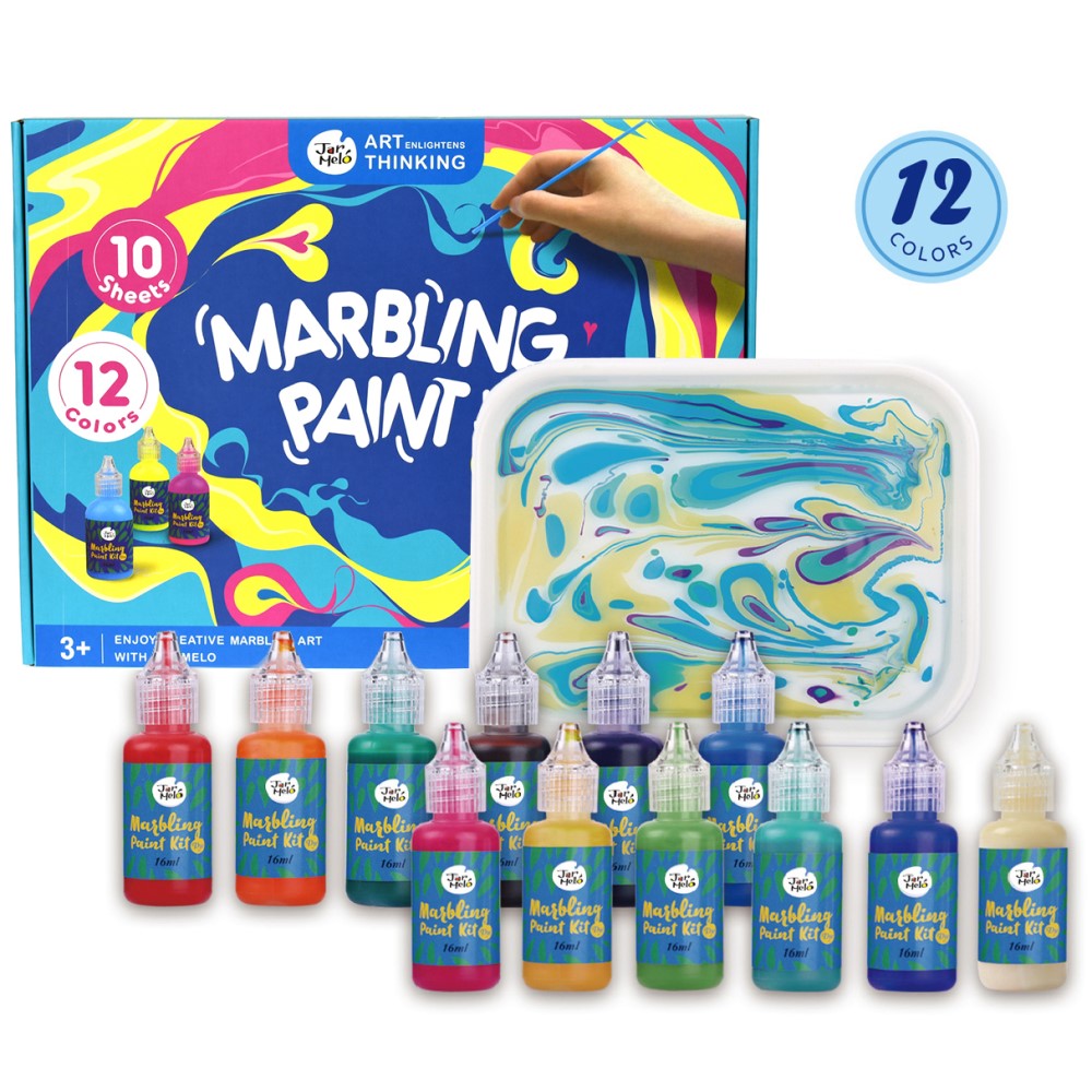 12 Colours Marbling Paint 30 Pieces Craft Kit