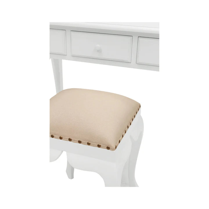 Marcella Wooden Dressing Table with Stool - White