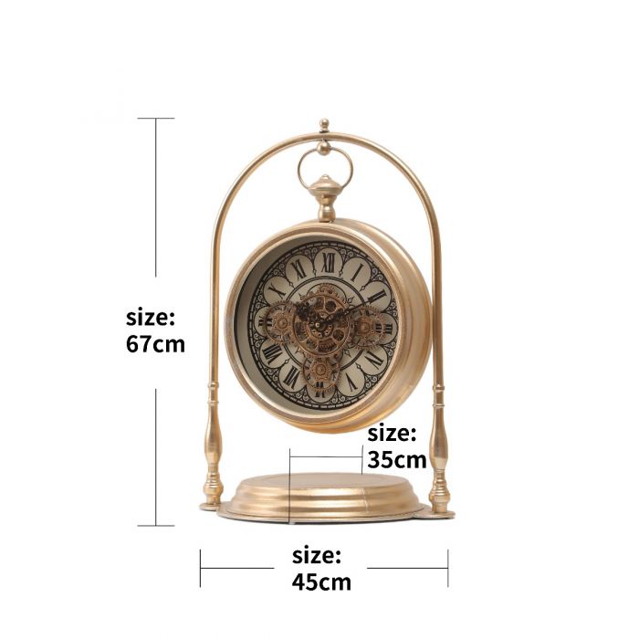 Marrakesh Arch Exposed Gear Movement Table Clock - 67cms