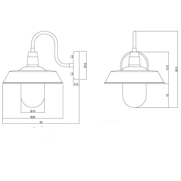 Matt Finish Barn Style Wall Light (Available in 2 Colors)