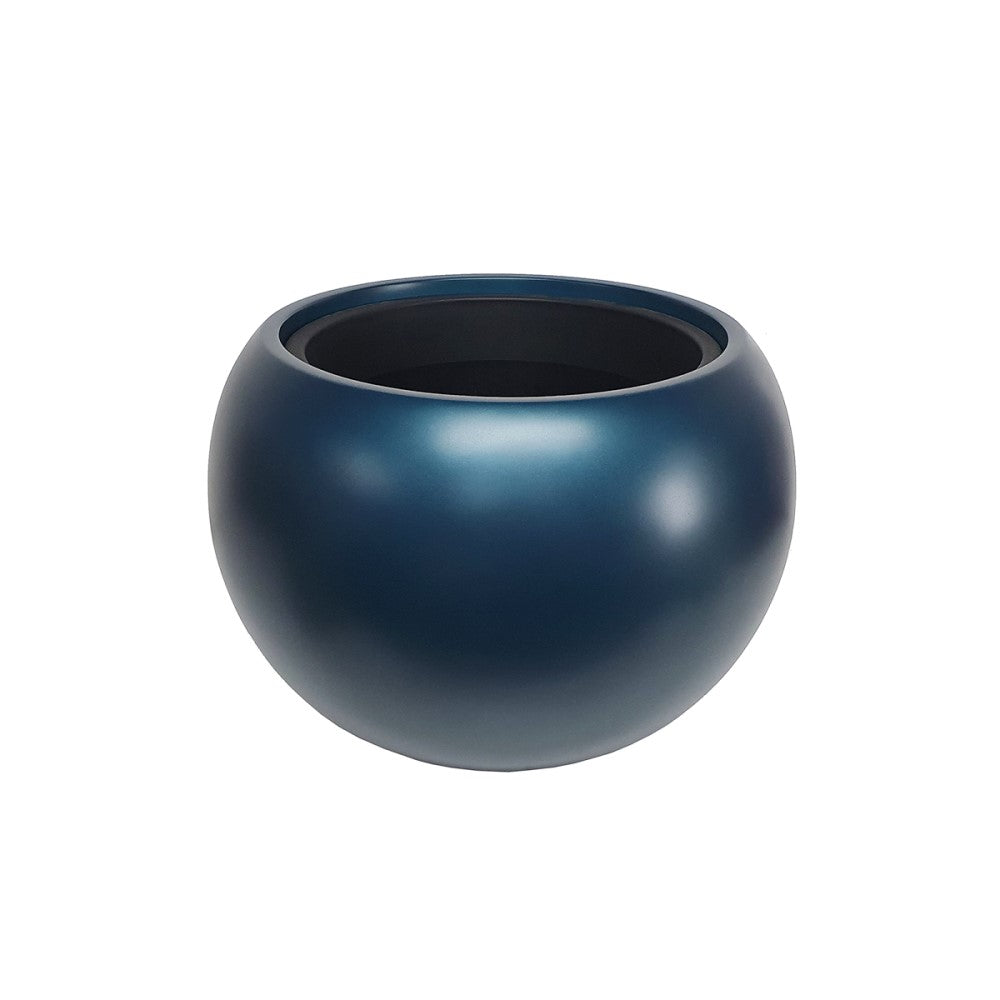 Matt Round Majesty Plant Pot - Blue