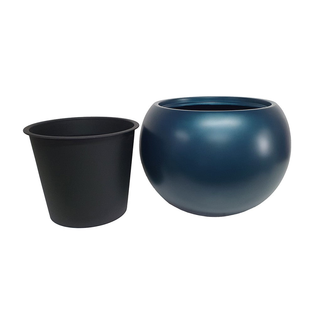 Matt Round Majesty Plant Pot - Blue