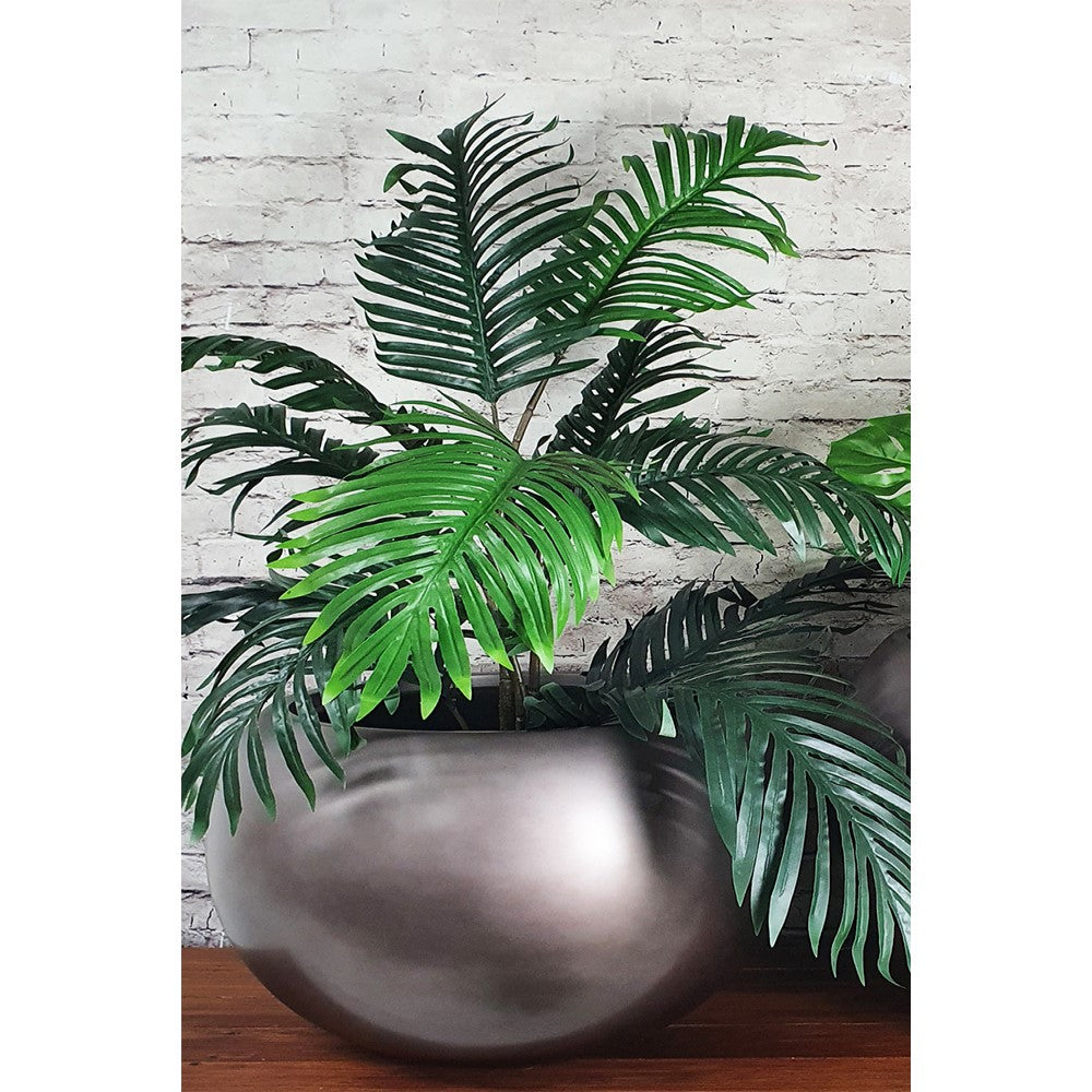 Matt Round Majesty Plant Pot - Coffee