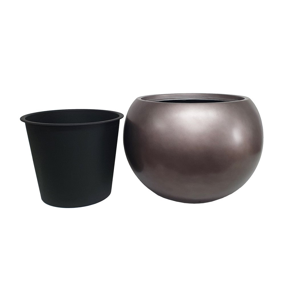 Matt Round Majesty Plant Pot - Coffee