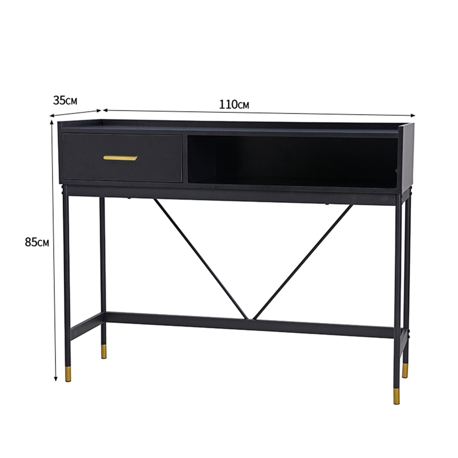 Matte Black Engineered Wood Console Table