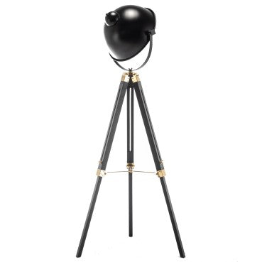 Matte Black Tripod Spotlight with Gold Inside Bowl