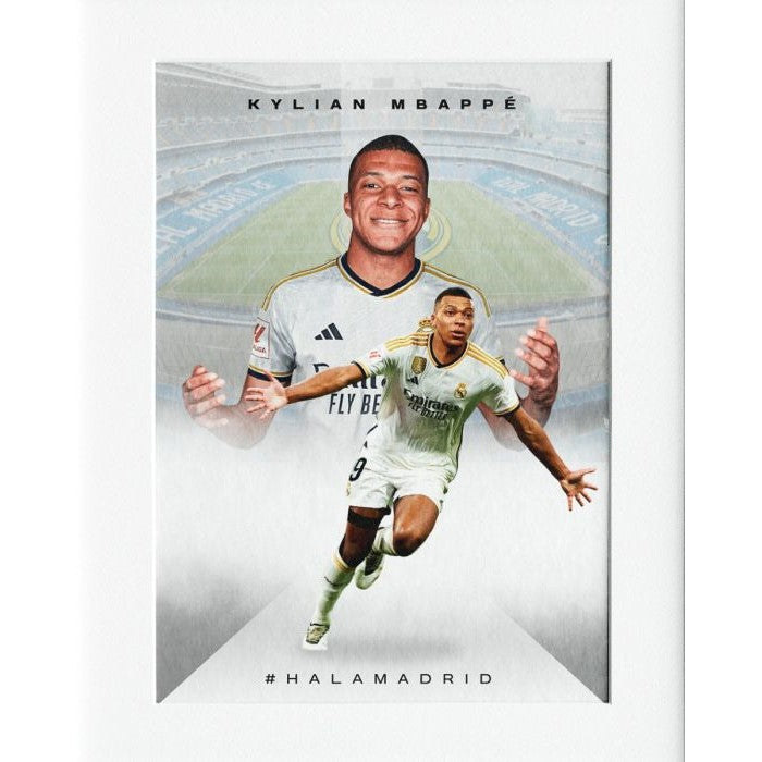 Mbappe Real Madrid Mounted Print Wall Decor - 40x50cms