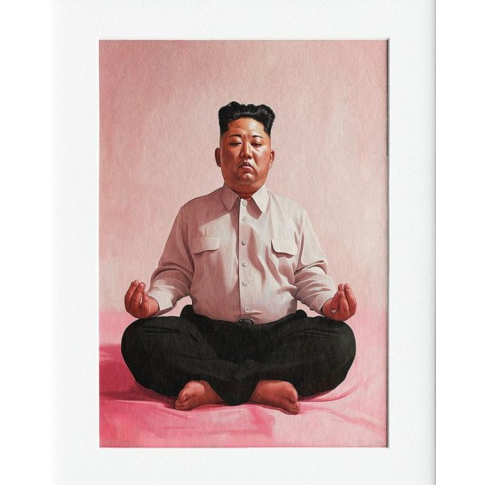 Mediation Kim Jong Un Mounted Print Wall Decor - 40x50cms